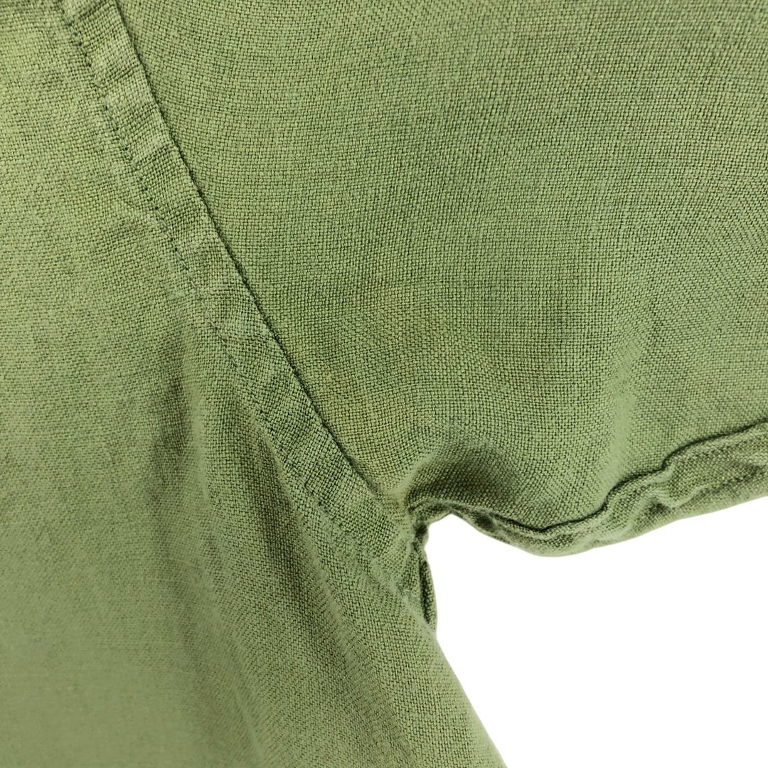 00'S Banana Republic Short Sleeve Linen Shirt Box Shirt Men's M Size linen green type yellow green Vintage Second Hand