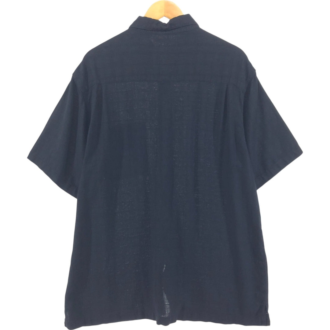 Haggar Washable Linen Short Sleeve Rayon x Linen Shirt Box Shirt Men's XL Size linen black type Vintage Second Hand