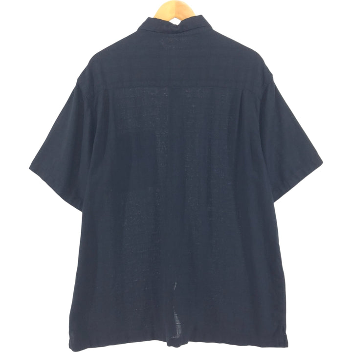 Haggar Washable Linen Short Sleeve Rayon x Linen Shirt Box Shirt Men's XL Size linen black type Vintage Second Hand