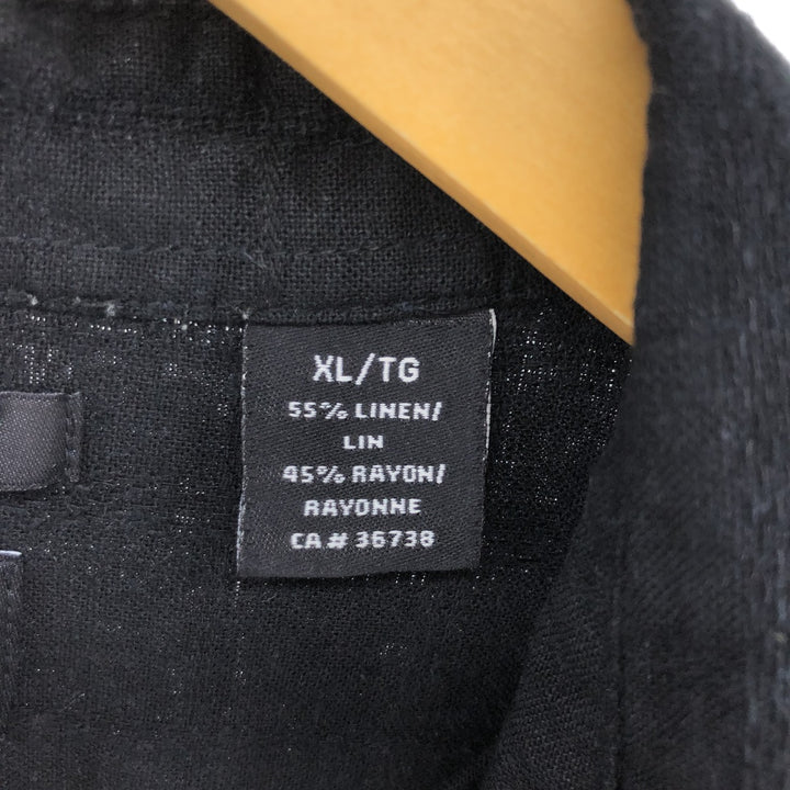 Haggar Washable Linen Short Sleeve Rayon x Linen Shirt Box Shirt Men's XL Size linen black type Vintage Second Hand