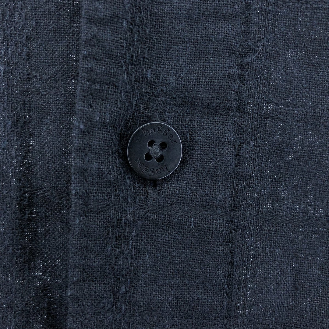 Haggar Washable Linen Short Sleeve Rayon x Linen Shirt Box Shirt Men's XL Size linen black type Vintage Second Hand