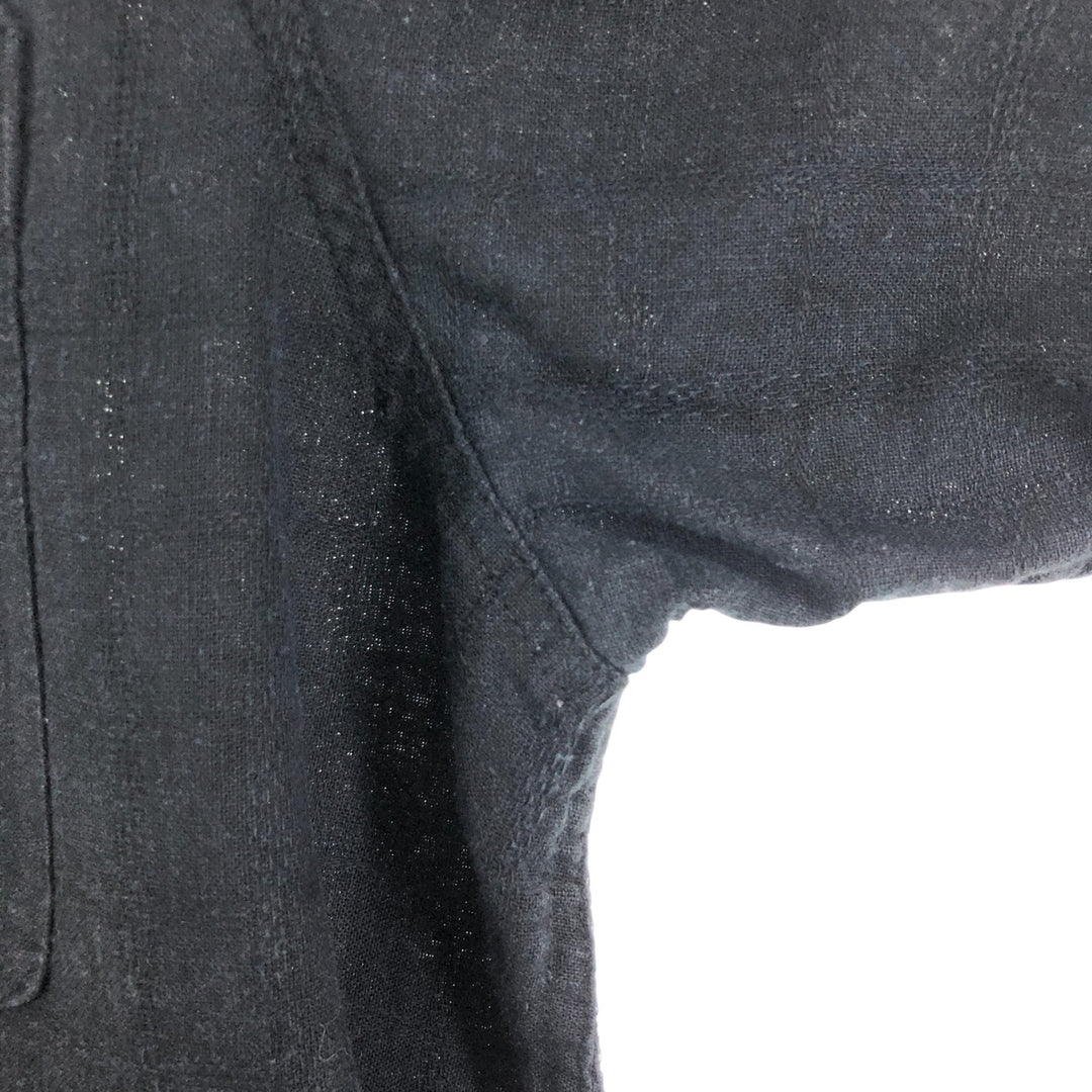 Haggar Washable Linen Short Sleeve Rayon x Linen Shirt Box Shirt Men's XL Size linen black type Vintage Second Hand