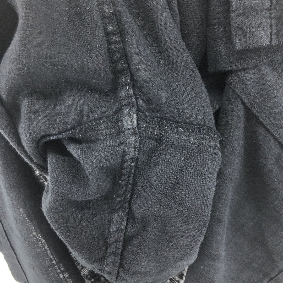 Haggar Washable Linen Short Sleeve Rayon x Linen Shirt Box Shirt Men's XL Size linen black type Vintage Second Hand