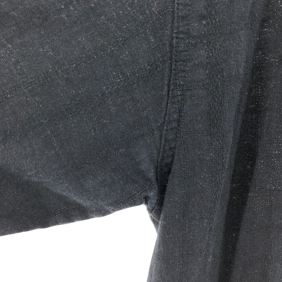 Haggar Washable Linen Short Sleeve Rayon x Linen Shirt Box Shirt Men's XL Size linen black type Vintage Second Hand