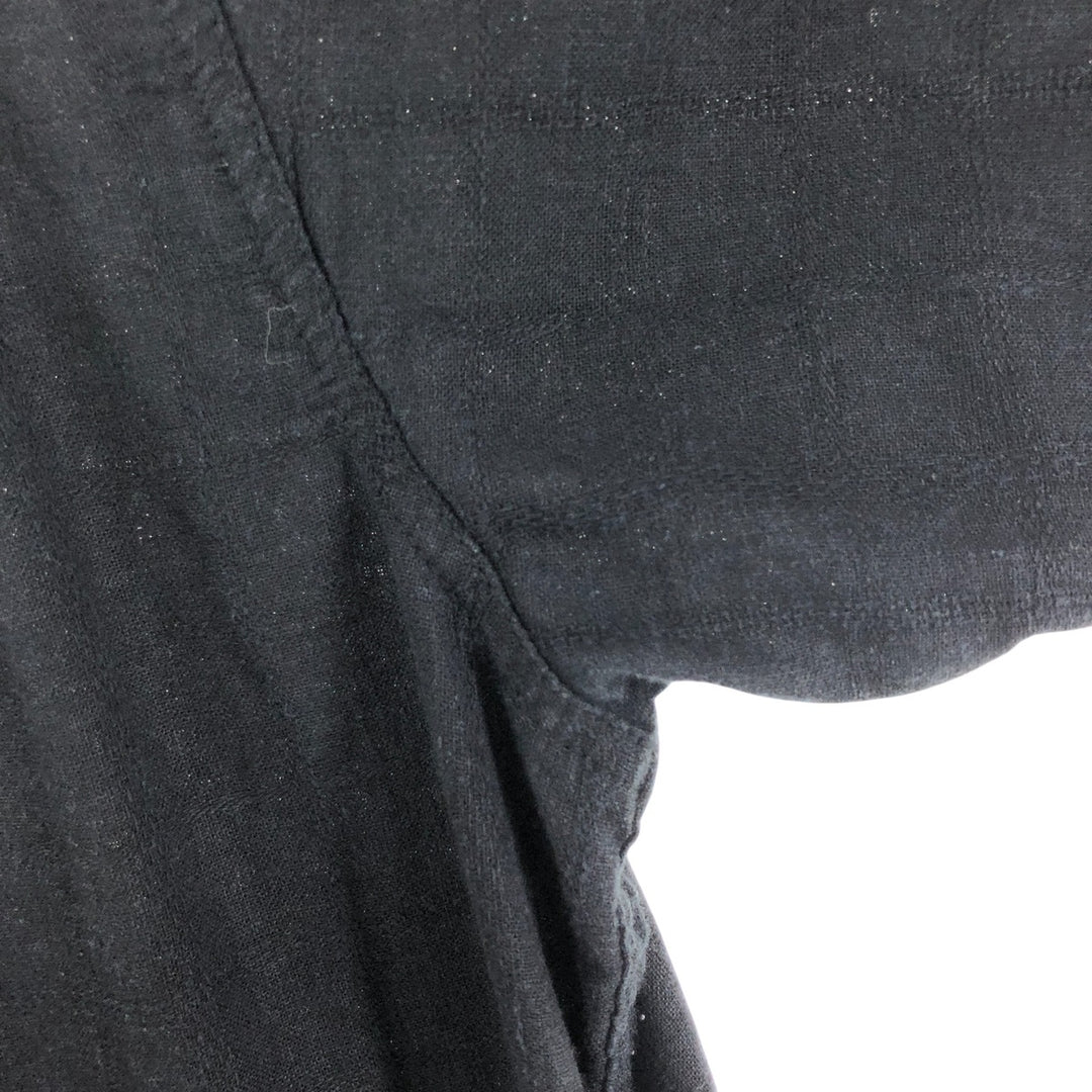Haggar Washable Linen Short Sleeve Rayon x Linen Shirt Box Shirt Men's XL Size linen black type Vintage Second Hand