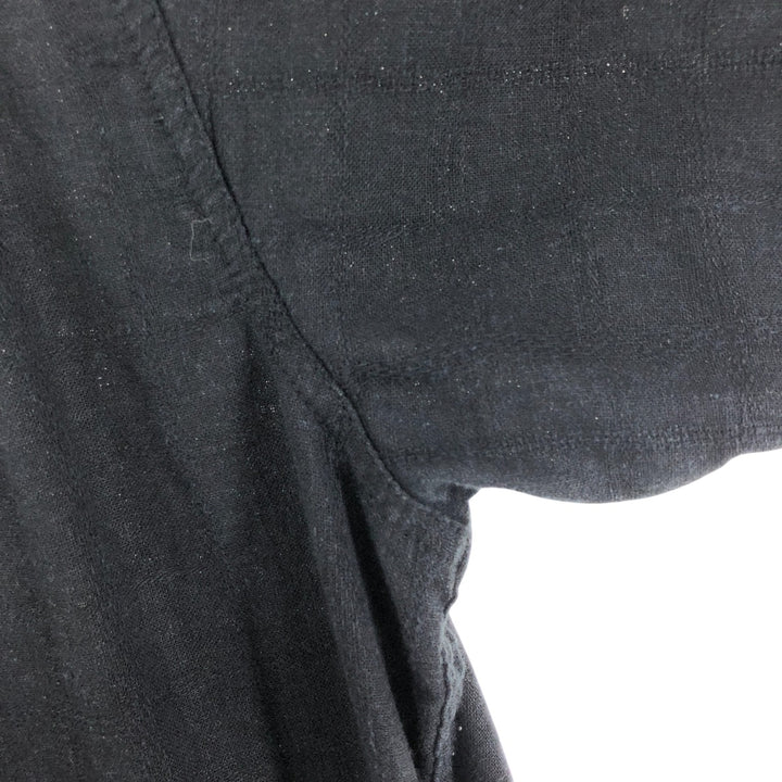 Haggar Washable Linen Short Sleeve Rayon x Linen Shirt Box Shirt Men's XL Size linen black type Vintage Second Hand