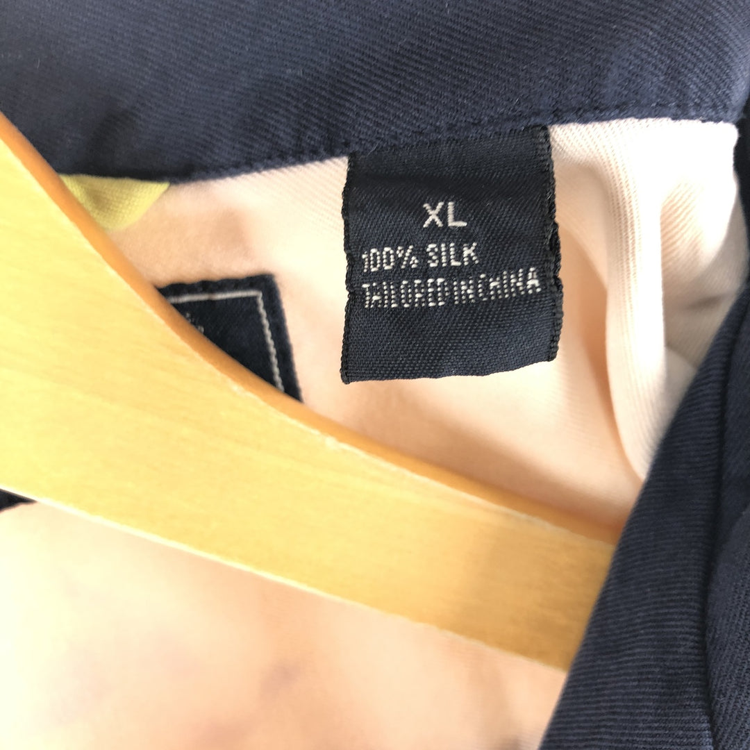 Nat Nast Two-tone short-sleeve open-collar silk shirt, box shirt, men's XL size silk Beige type Vintage Second Hand