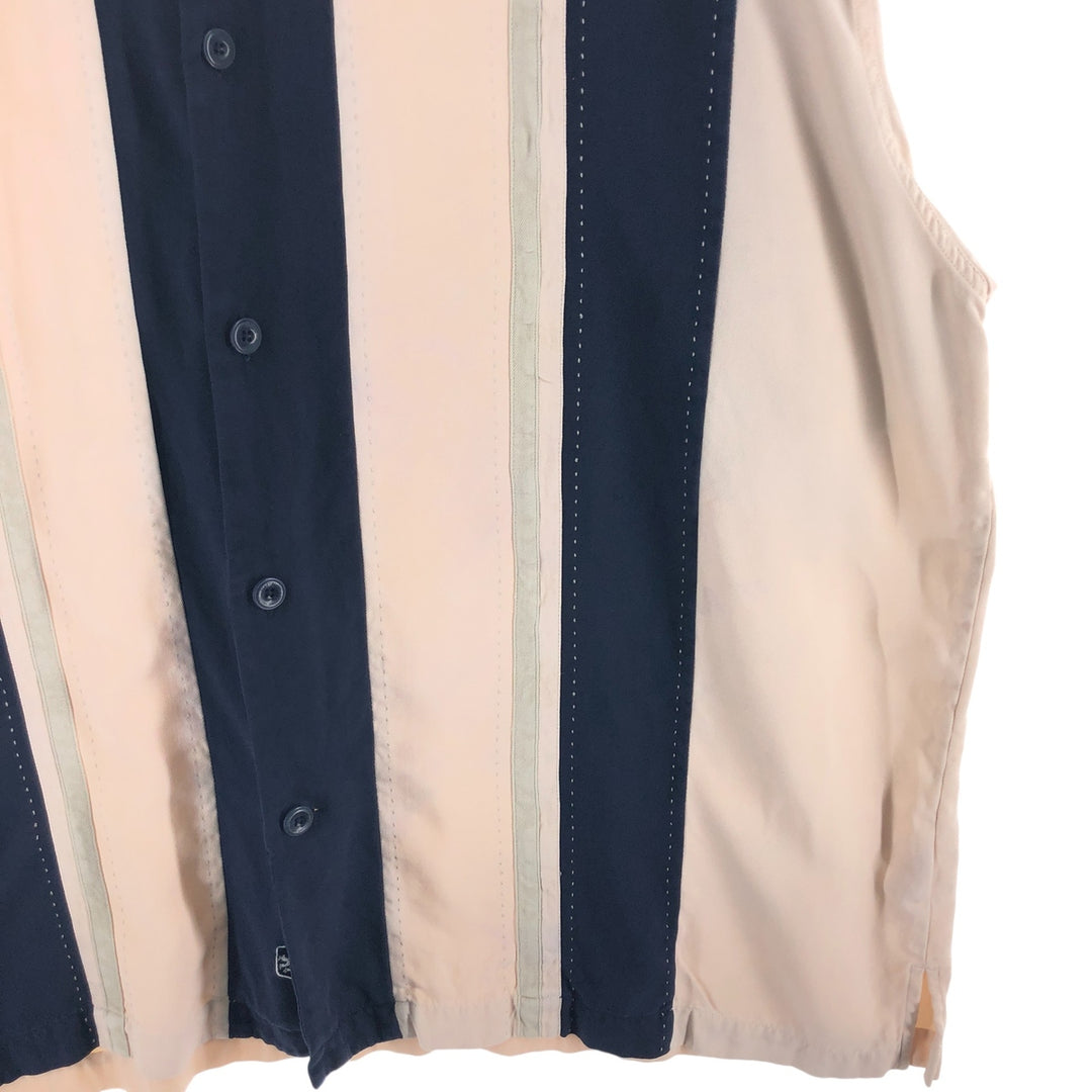 Nat Nast Two-tone short-sleeve open-collar silk shirt, box shirt, men's XL size silk Beige type Vintage Second Hand