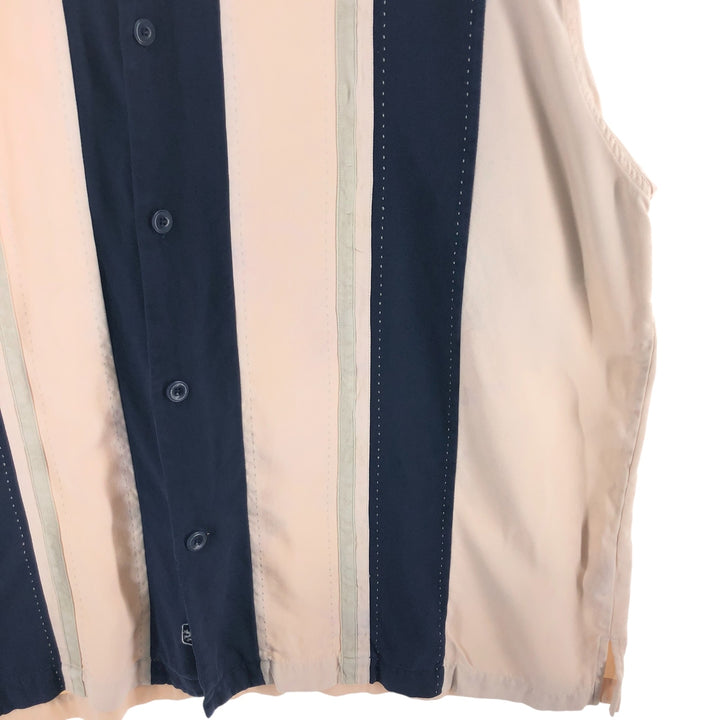 Nat Nast Two-tone short-sleeve open-collar silk shirt, box shirt, men's XL size silk Beige type Vintage Second Hand