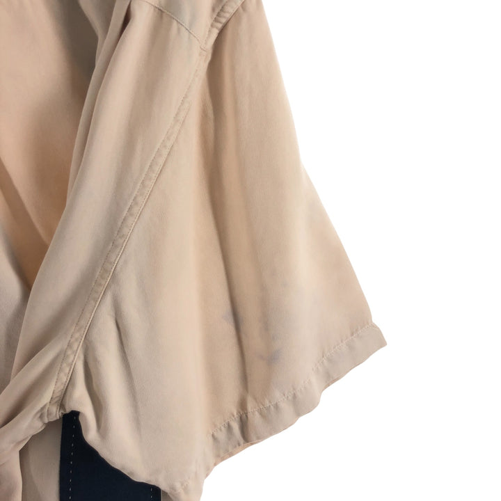 Nat Nast Two-tone short-sleeve open-collar silk shirt, box shirt, men's XL size silk Beige type Vintage Second Hand