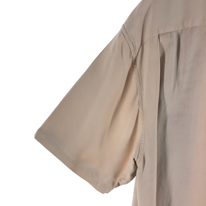 Nat Nast Two-tone short-sleeve open-collar silk shirt, box shirt, men's XL size silk Beige type Vintage Second Hand
