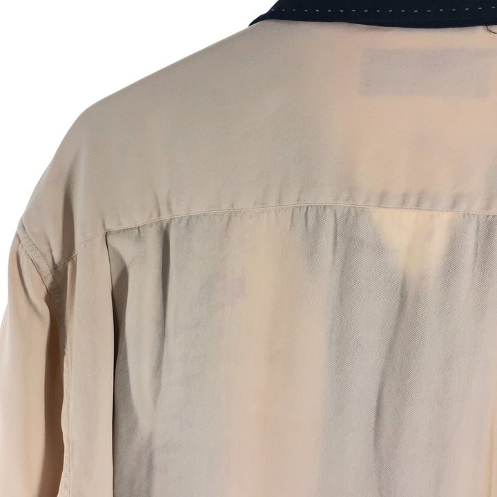 Nat Nast Two-tone short-sleeve open-collar silk shirt, box shirt, men's XL size silk Beige type Vintage Second Hand