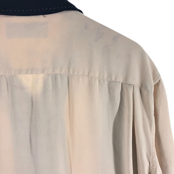 Nat Nast Two-tone short-sleeve open-collar silk shirt, box shirt, men's XL size silk Beige type Vintage Second Hand