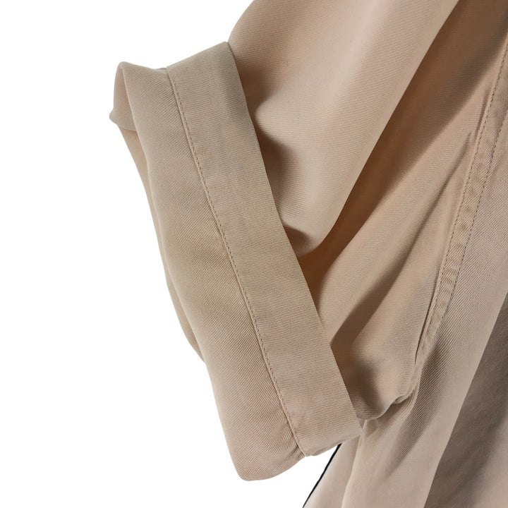 Nat Nast Two-tone short-sleeve open-collar silk shirt, box shirt, men's XL size silk Beige type Vintage Second Hand