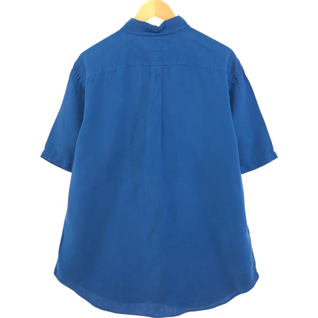 Ralph Lauren POLO by Ralph Lauren CLASSIC FIT button-down short-sleeve linen shirt, men's XL size linen blue type Vintage Second Hand