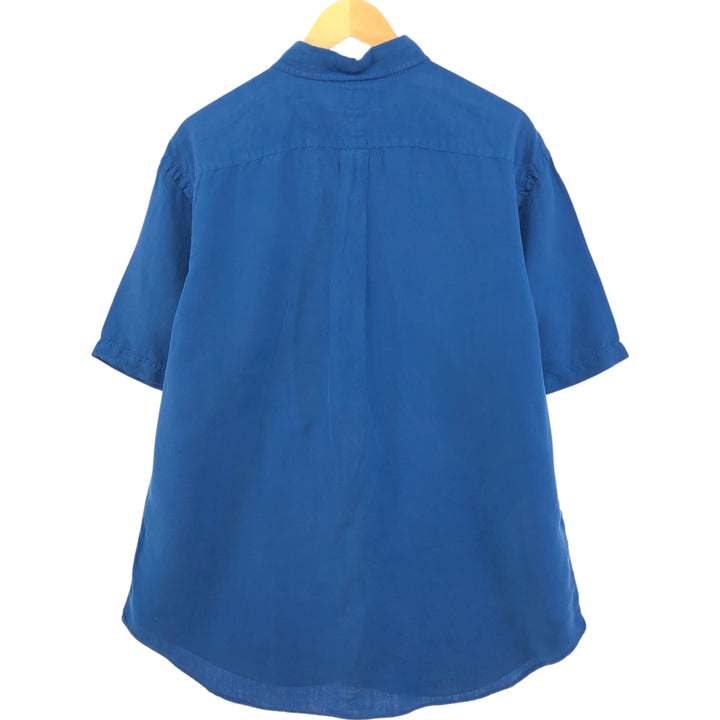 Ralph Lauren POLO by Ralph Lauren CLASSIC FIT button-down short-sleeve linen shirt, men's XL size linen blue type Vintage Second Hand
