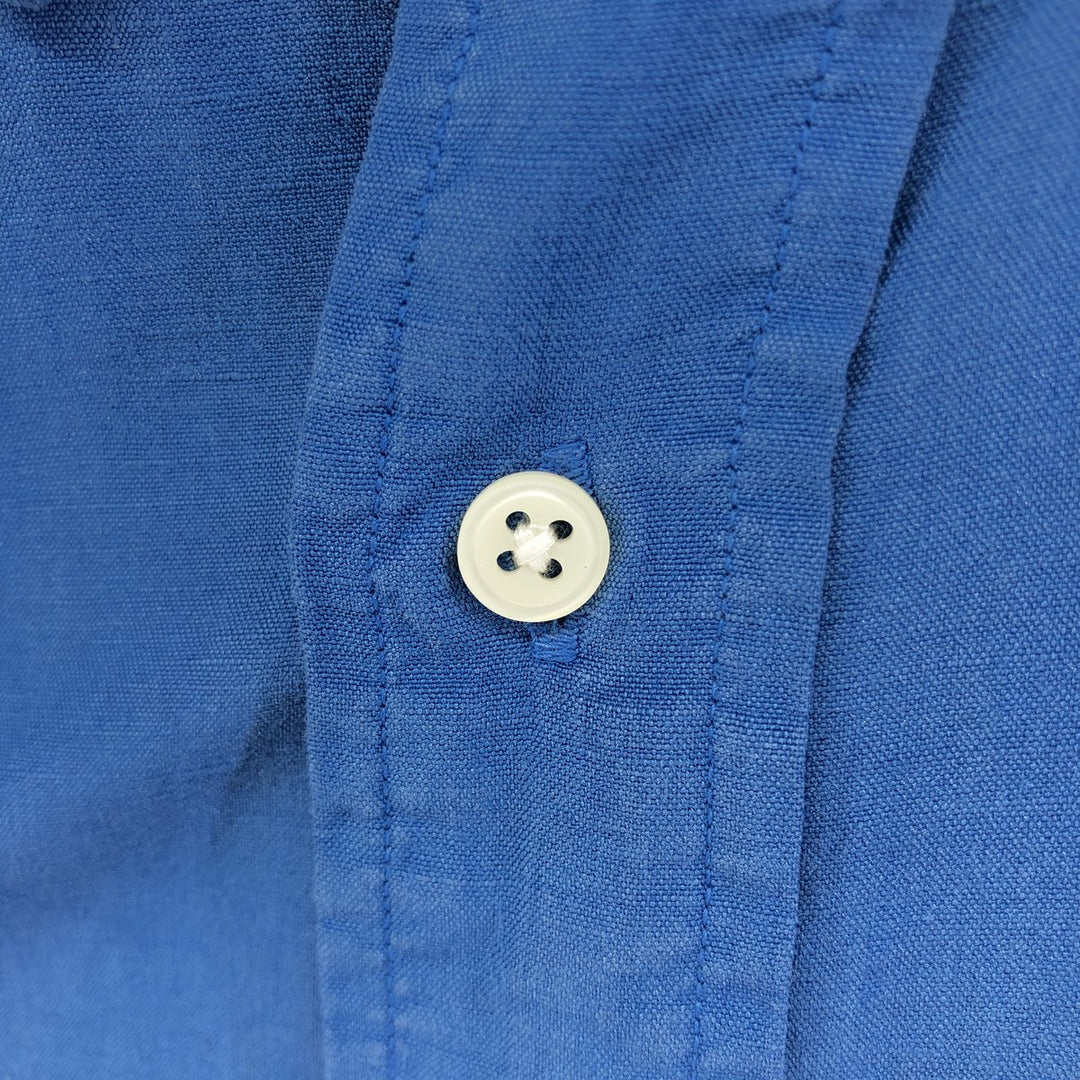 Ralph Lauren POLO by Ralph Lauren CLASSIC FIT button-down short-sleeve linen shirt, men's XL size linen blue type Vintage Second Hand