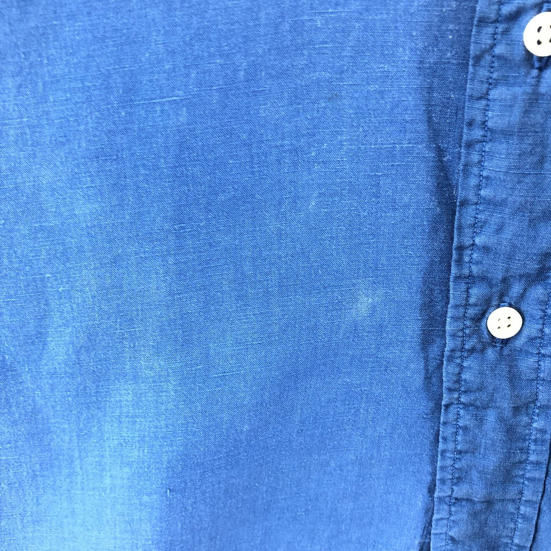 Ralph Lauren POLO by Ralph Lauren CLASSIC FIT button-down short-sleeve linen shirt, men's XL size linen blue type Vintage Second Hand