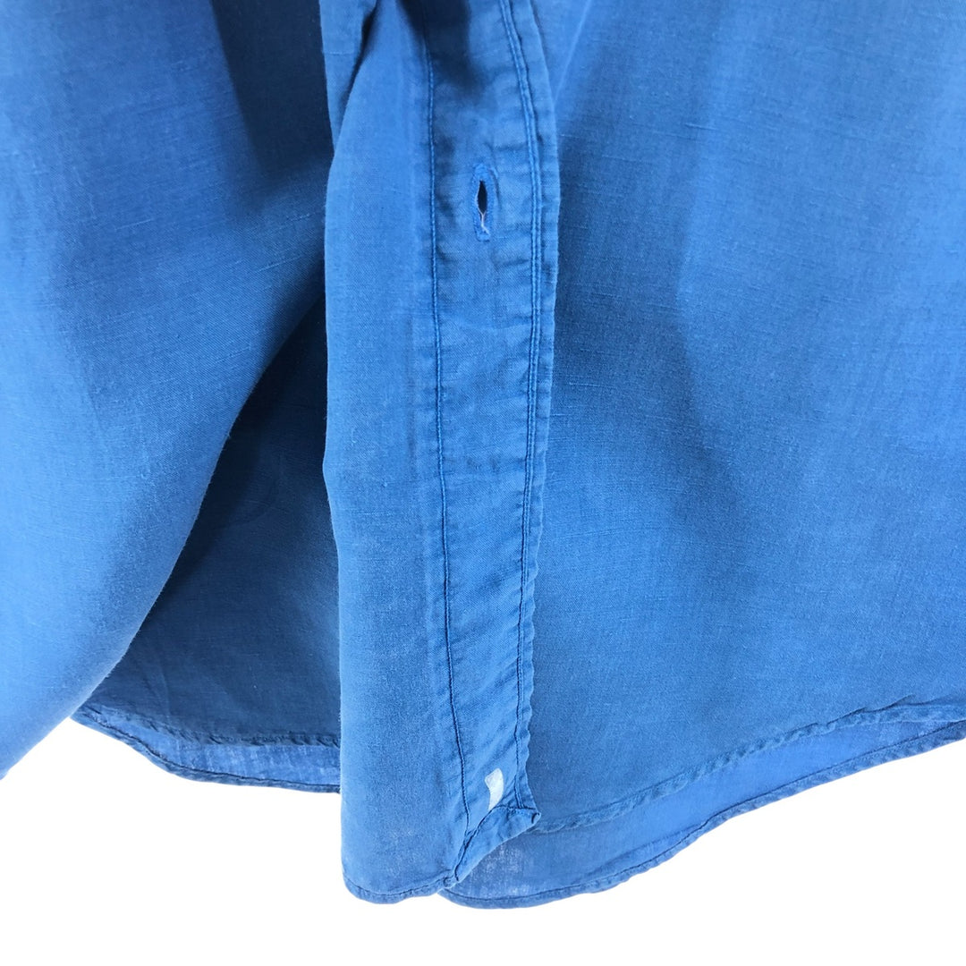 Ralph Lauren POLO by Ralph Lauren CLASSIC FIT button-down short-sleeve linen shirt, men's XL size linen blue type Vintage Second Hand