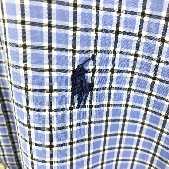 Ralph Lauren BLAKE short sleeve button down check shirt, men's size L cotton blue type Vintage Second Hand