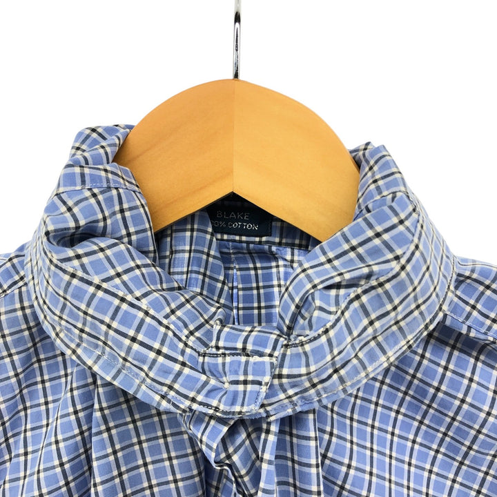 Ralph Lauren BLAKE short sleeve button down check shirt, men's size L cotton blue type Vintage Second Hand