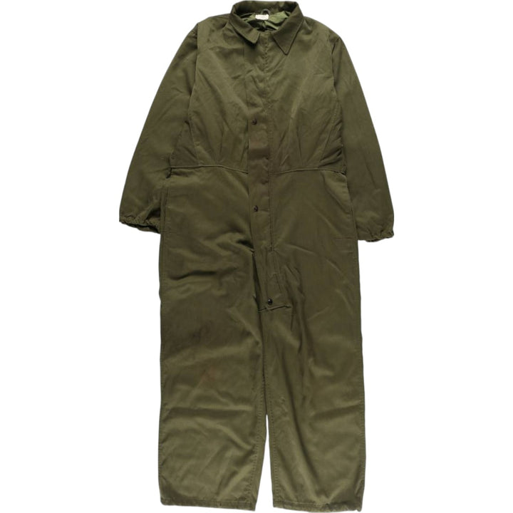 80'S US military genuine long sleeve jumpsuit made in USA MEDIUM men's M equivalent vintage polyester Khaki type Vintage Second Hand