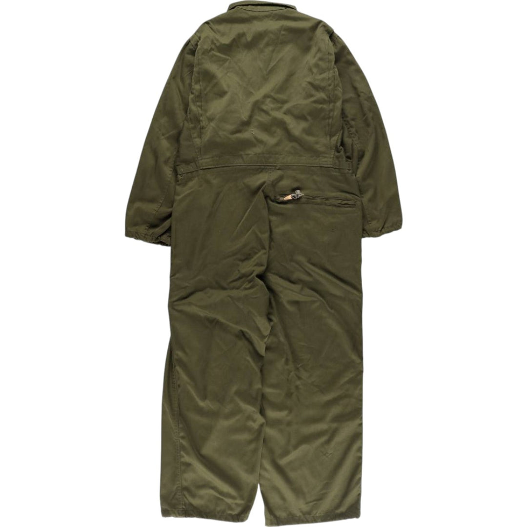 80'S US military genuine long sleeve jumpsuit made in USA MEDIUM men's M equivalent vintage polyester Khaki type Vintage Second Hand