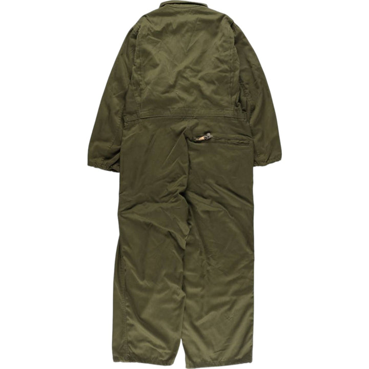 80'S US military genuine long sleeve jumpsuit made in USA MEDIUM men's M equivalent vintage polyester Khaki type Vintage Second Hand