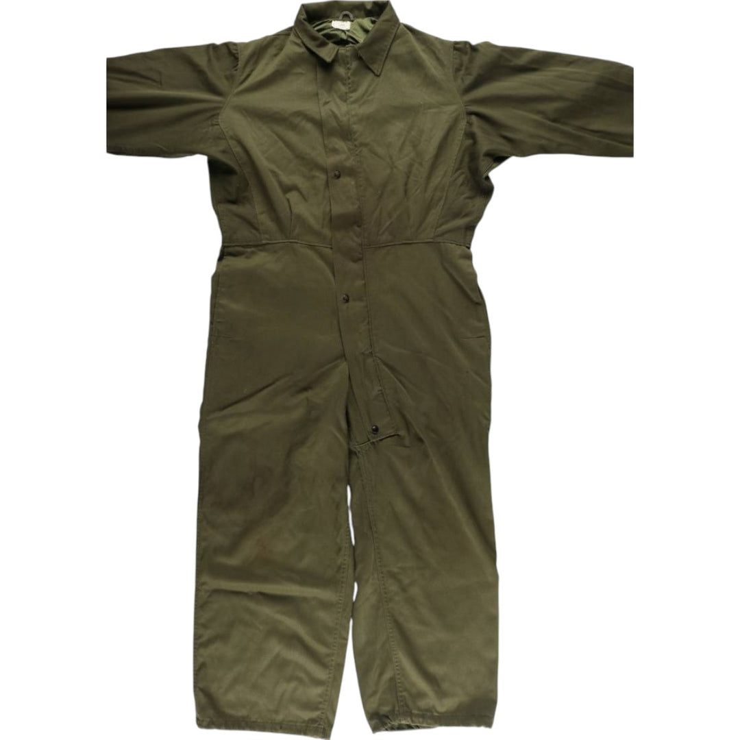80'S US military genuine long sleeve jumpsuit made in USA MEDIUM men's M equivalent vintage polyester Khaki type Vintage Second Hand