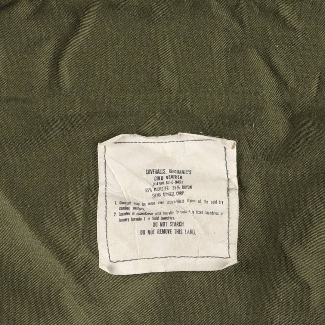 80'S US military genuine long sleeve jumpsuit made in USA MEDIUM men's M equivalent vintage polyester Khaki type Vintage Second Hand