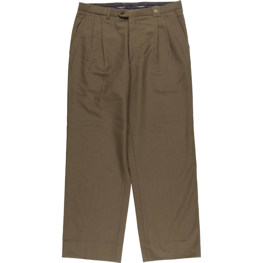 Burberry's LONDON Two-pleat wool pants slacks made in Spain, men's size w33 wool brown type Vintage Second Hand