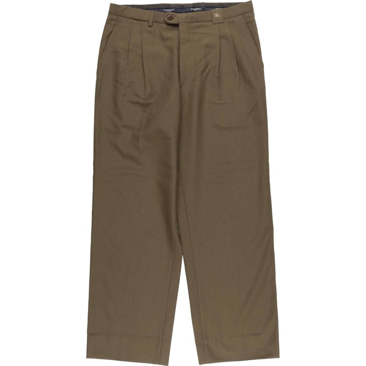 Burberry's LONDON Two-pleat wool pants slacks made in Spain, men's size w33 wool brown type Vintage Second Hand