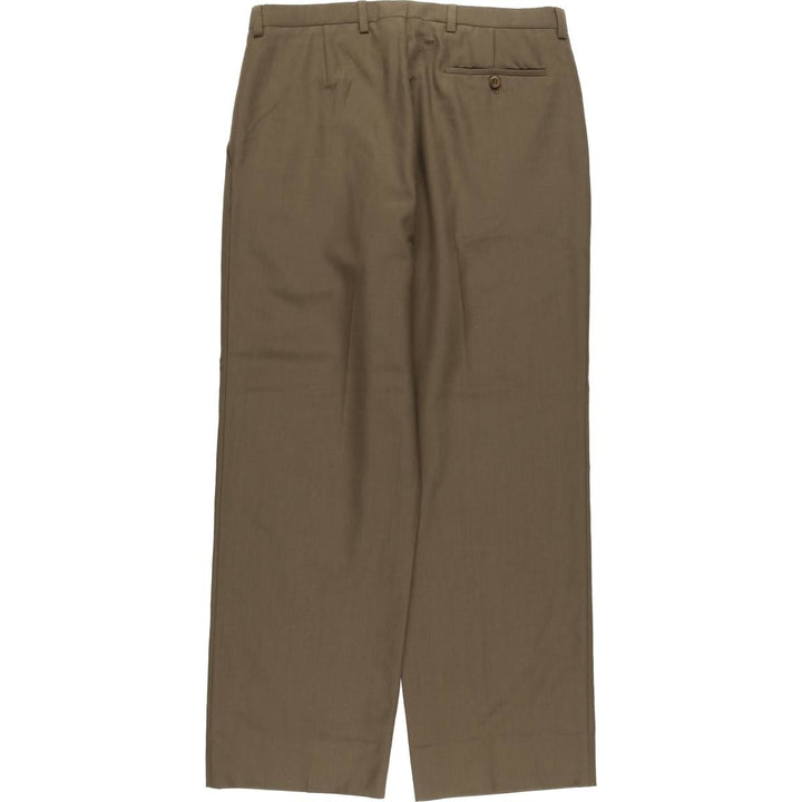 Burberry's LONDON Two-pleat wool pants slacks made in Spain, men's size w33 wool brown type Vintage Second Hand