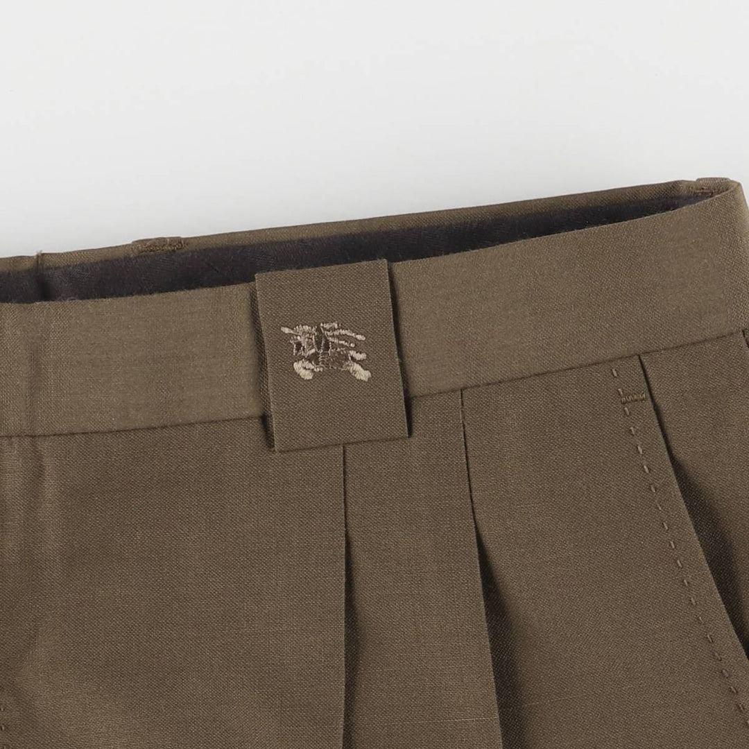 Burberry's LONDON Two-pleat wool pants slacks made in Spain, men's size w33 wool brown type Vintage Second Hand