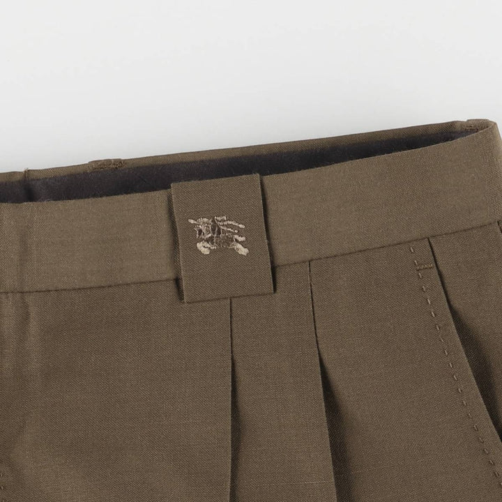 Burberry's LONDON Two-pleat wool pants slacks made in Spain, men's size w33 wool brown type Vintage Second Hand