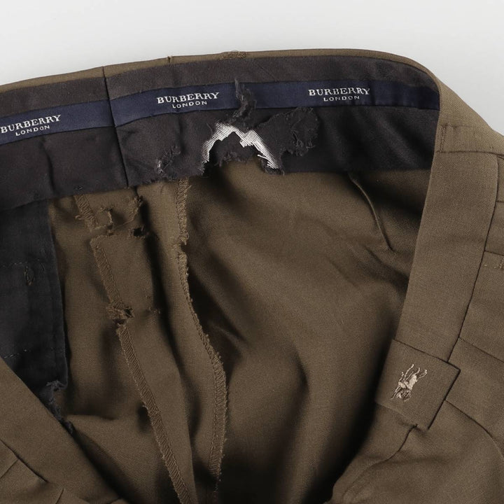 Burberry's LONDON Two-pleat wool pants slacks made in Spain, men's size w33 wool brown type Vintage Second Hand