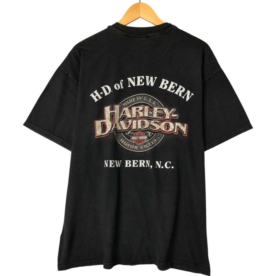00'S Harley-Davidson Motorcycle Bike T-shirt Made in USA Men's XL cotton black type Vintage Second Hand