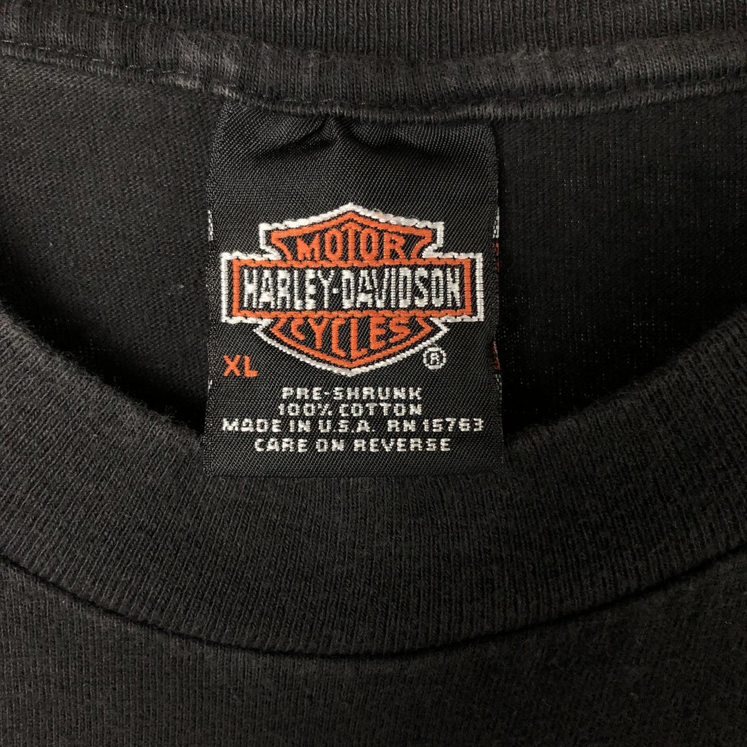 00'S Harley-Davidson Motorcycle Bike T-shirt Made in USA Men's XL cotton black type Vintage Second Hand
