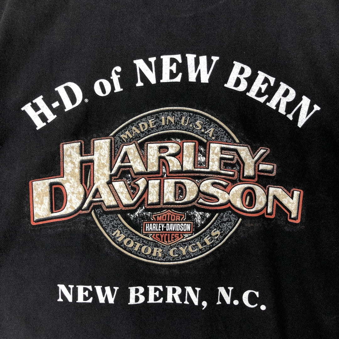 00'S Harley-Davidson Motorcycle Bike T-shirt Made in USA Men's XL cotton black type Vintage Second Hand