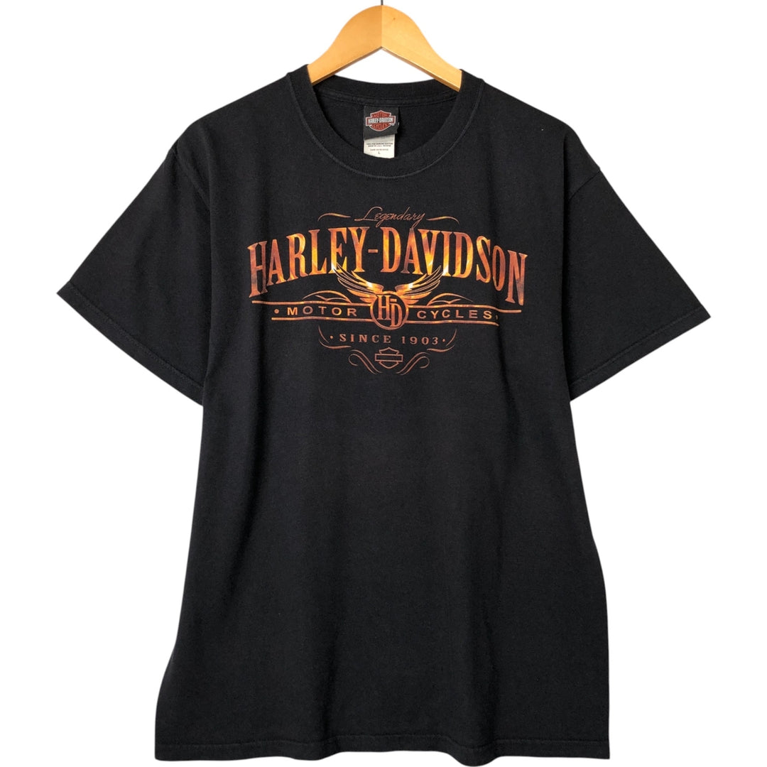 00'S Harley-Davidson Motorcycle Bike T-shirt Made in USA Men's L size cotton black type Vintage Second Hand