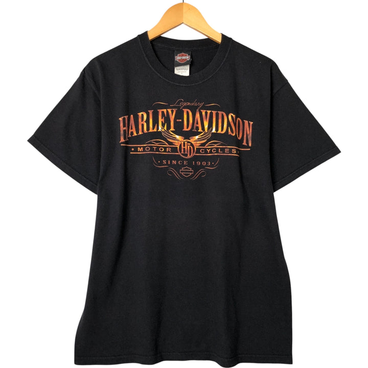 00'S Harley-Davidson Motorcycle Bike T-shirt Made in USA Men's L size cotton black type Vintage Second Hand