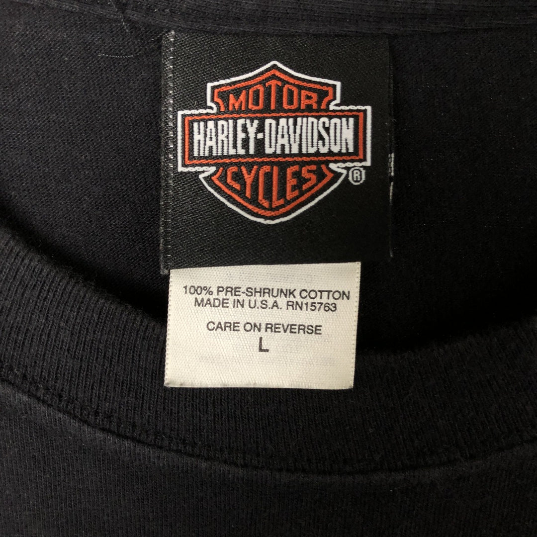 00'S Harley-Davidson Motorcycle Bike T-shirt Made in USA Men's L size cotton black type Vintage Second Hand