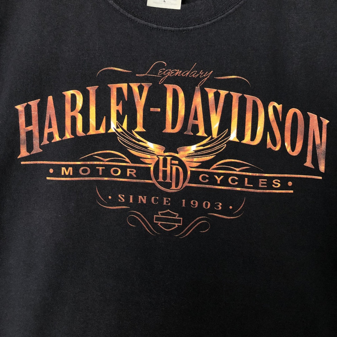 00'S Harley-Davidson Motorcycle Bike T-shirt Made in USA Men's L size cotton black type Vintage Second Hand