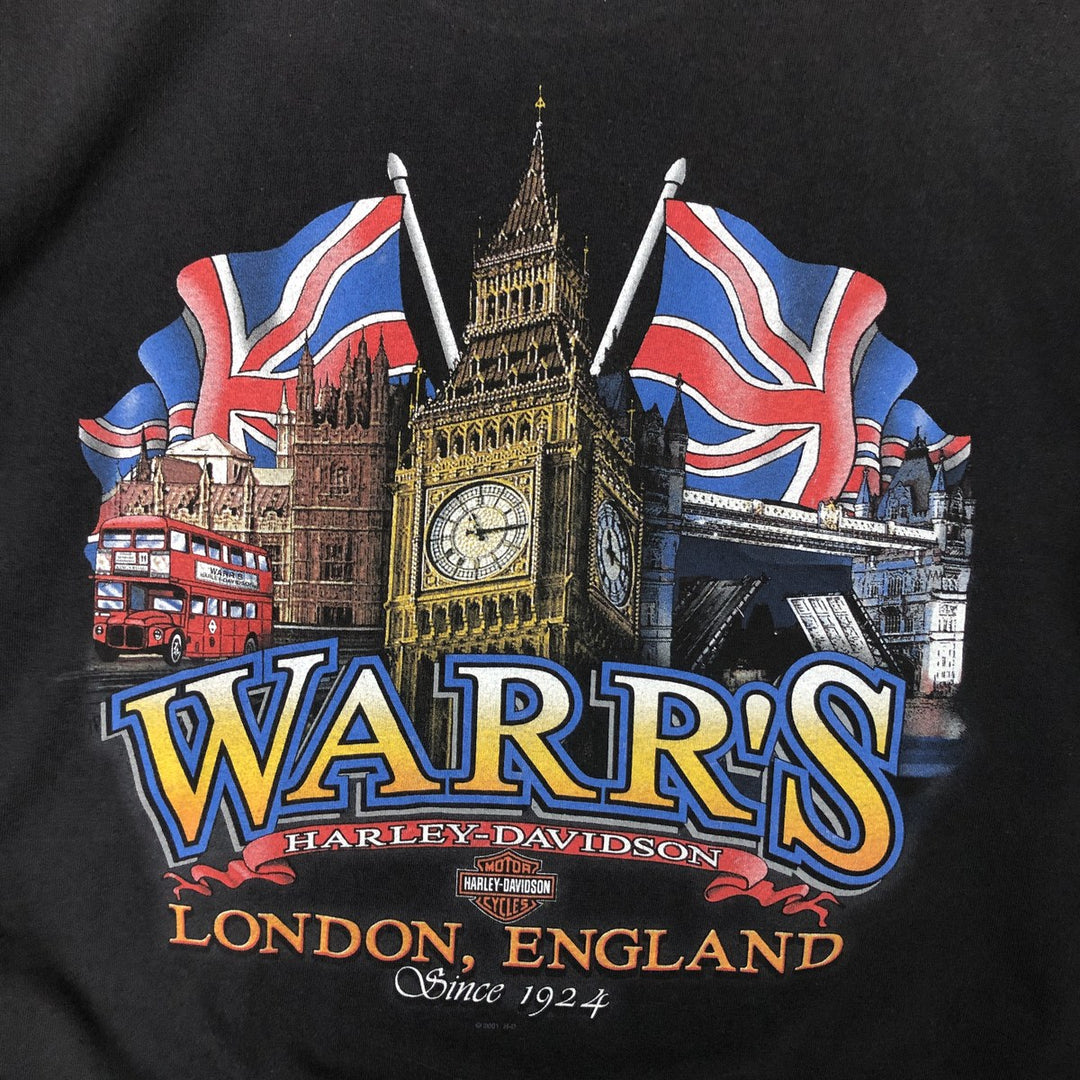 00'S Harley-Davidson Motorcycle Bike T-shirt Made in USA Men's L size cotton black type Vintage Second Hand