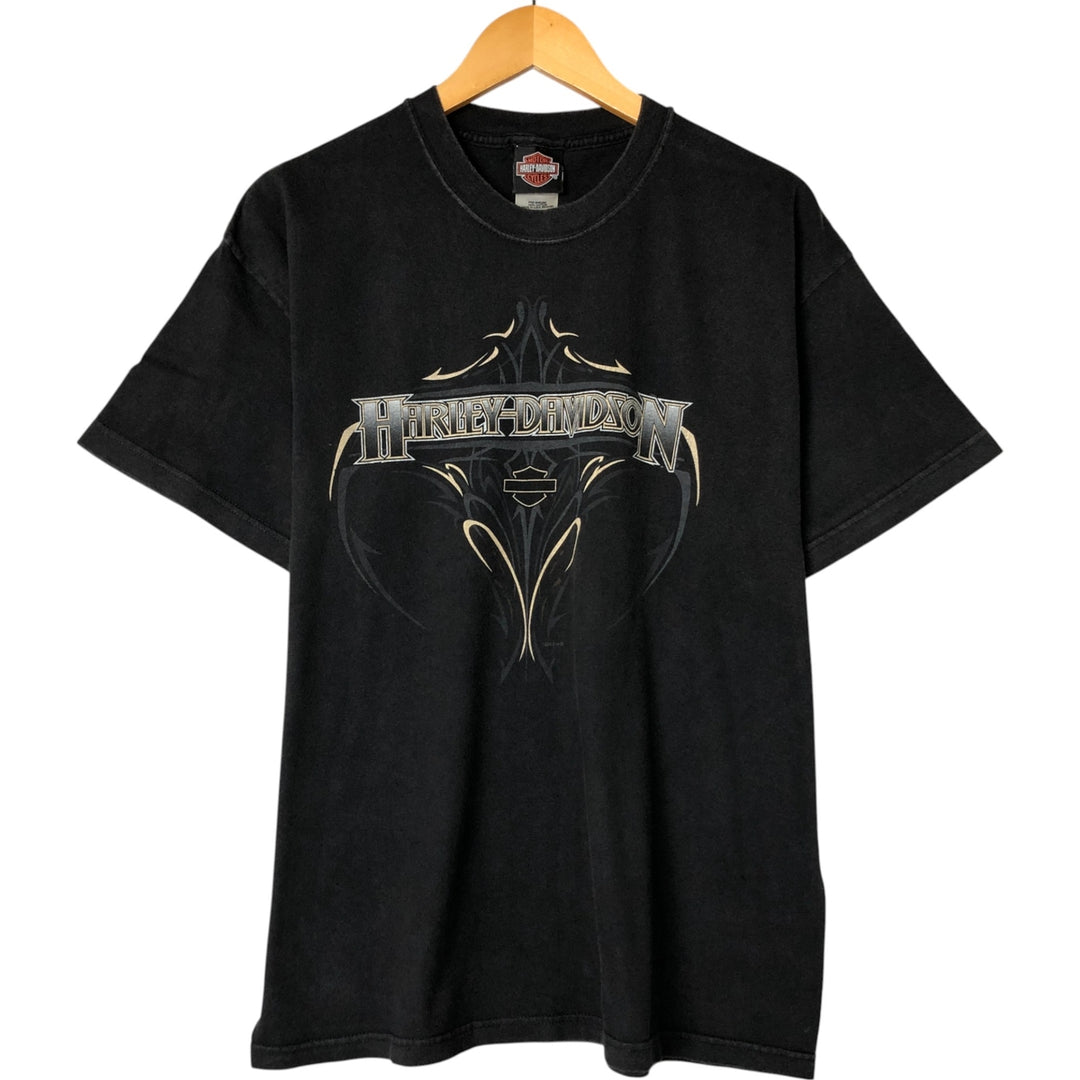 00'S Harley-Davidson Motorcycle Bike T-shirt Made in USA Men's L size cotton black type Vintage Second Hand