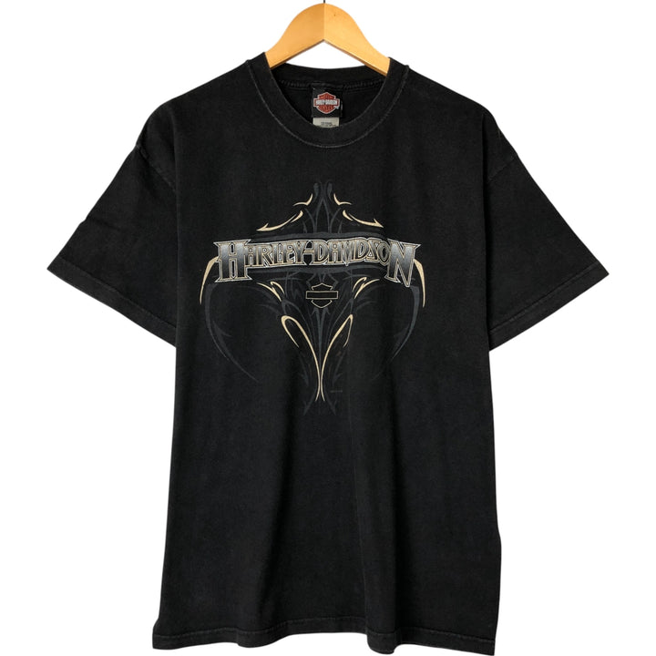 00'S Harley-Davidson Motorcycle Bike T-shirt Made in USA Men's L size cotton black type Vintage Second Hand