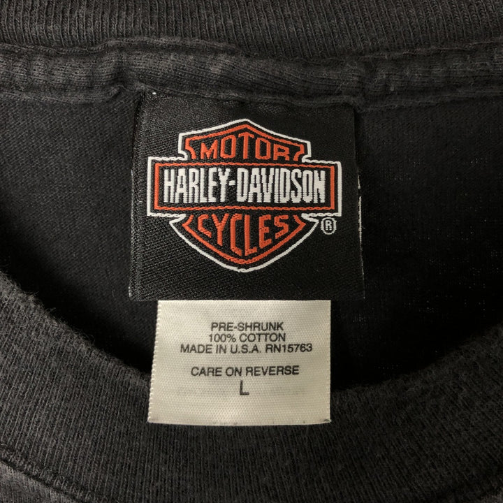 00'S Harley-Davidson Motorcycle Bike T-shirt Made in USA Men's L size cotton black type Vintage Second Hand