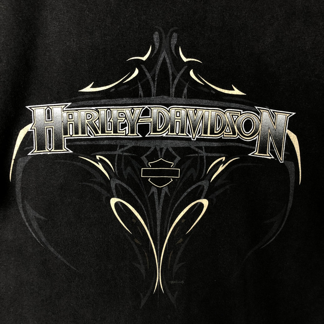 00'S Harley-Davidson Motorcycle Bike T-shirt Made in USA Men's L size cotton black type Vintage Second Hand