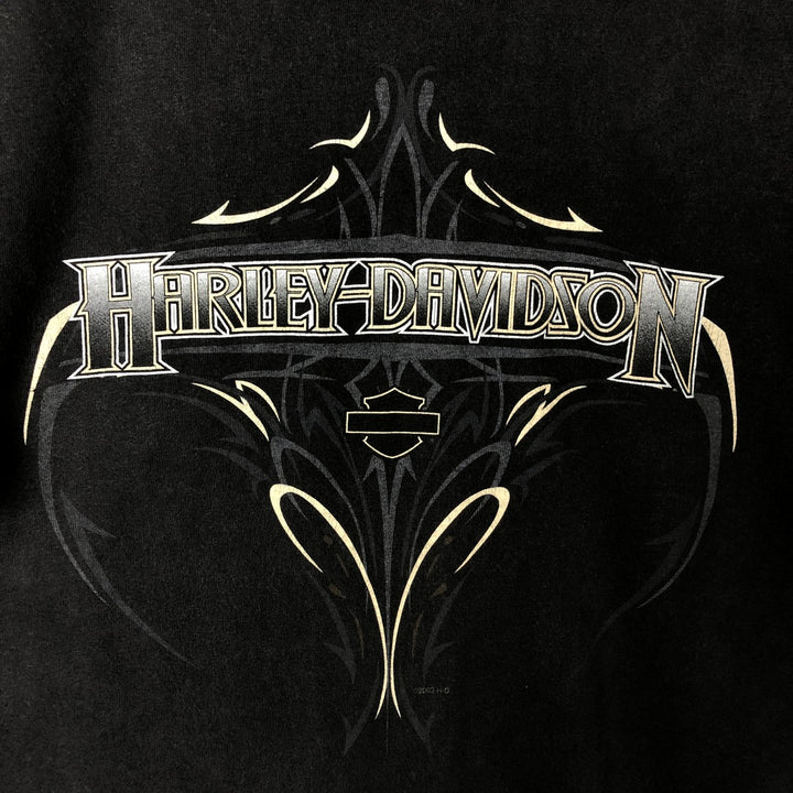 00'S Harley-Davidson Motorcycle Bike T-shirt Made in USA Men's L size cotton black type Vintage Second Hand