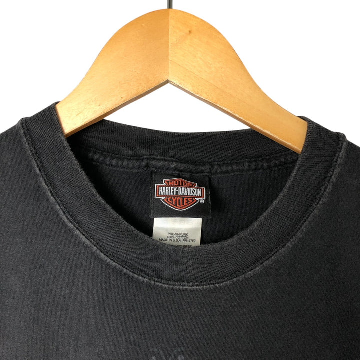 00'S Harley-Davidson Motorcycle Bike T-shirt Made in USA Men's L size cotton black type Vintage Second Hand